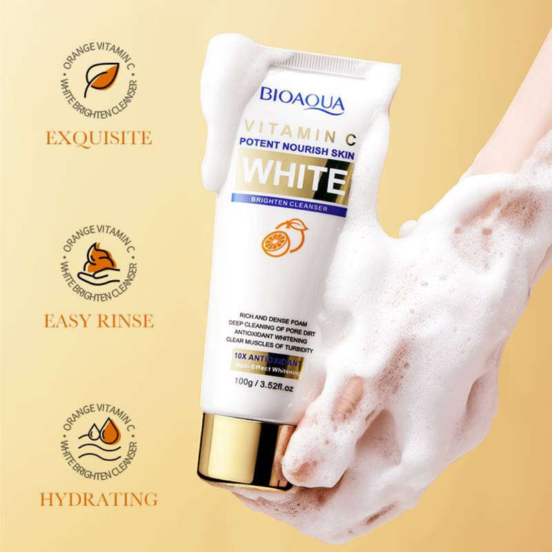 Bioaqua Vitamin C White Brighten Oil Control Deep Cleansing Cleanser 100g