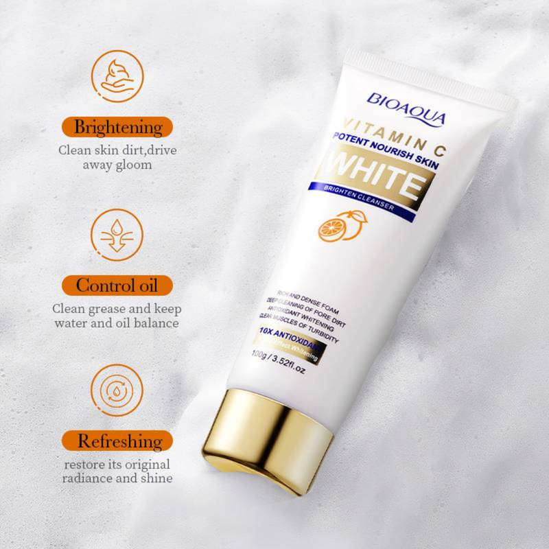 Bioaqua Vitamin C White Brighten Oil Control Deep Cleansing Cleanser 100g