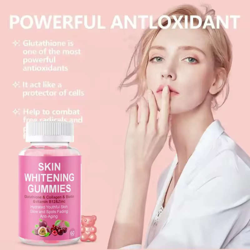 Skin whitening Gummies consists of Glutathione, Collagen, Biotin, Vitamins B12 &amp; Zinc