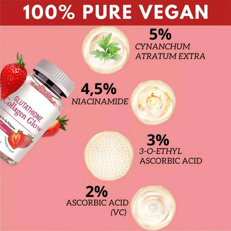 Glutathione Collagen Glow Strawberry Flavor 60 Gummies