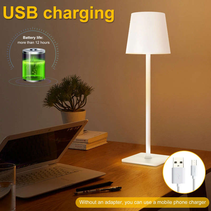 Aerbes AB-TD29 USB-C Rechargeable 3 Color Stepless Dimmable Cordless Table Lamp