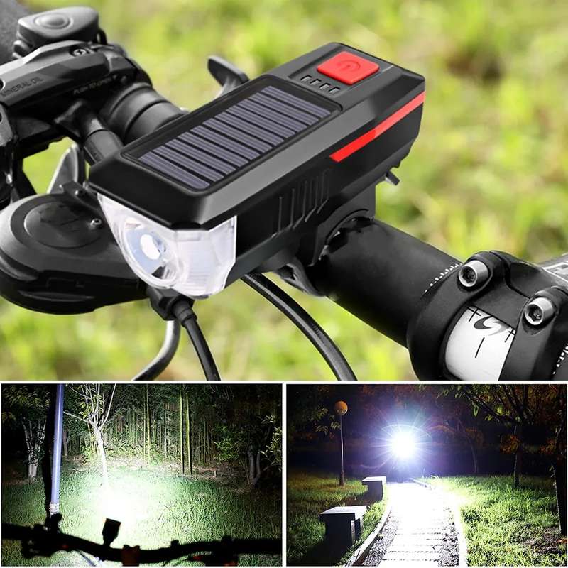 Aerbes AB-ZX17 Solar Powered LED 1200mah Battery Bicycle Front Light With Horn
