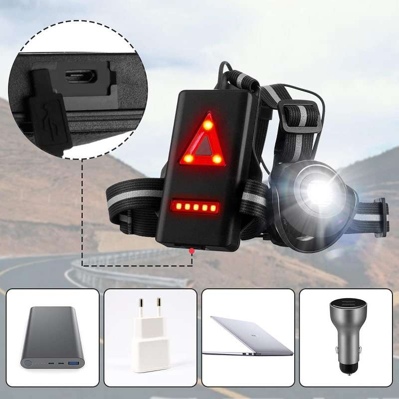 Aerbes AB-TD15 Adjustable Running Chest Strap Light Reflector 500lm Front Light 10W