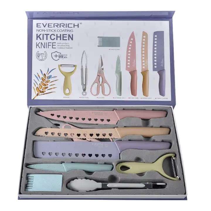 Colorful Non-Stick Kitchen Knife Set 8pcs