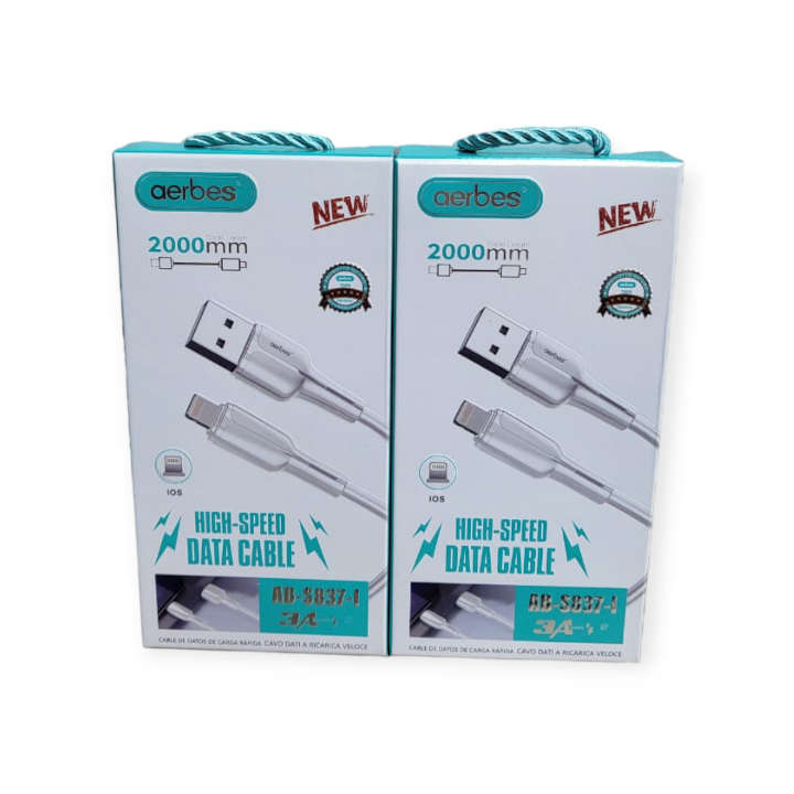 Aerbes AB-S837-I Lightning Pin USB Cable For IOS 3A 2M