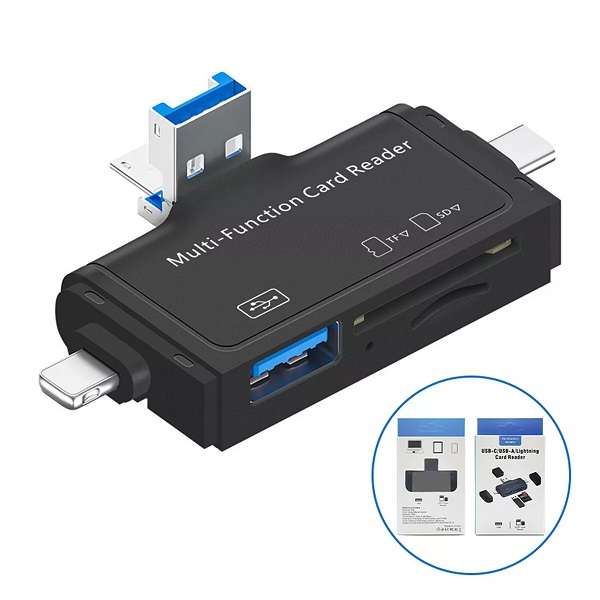 SE-TQ40  Multi OTG USB C Adapter SD TF Micro Card Reader Micro USB Adapter For Lighting 7 In 1
