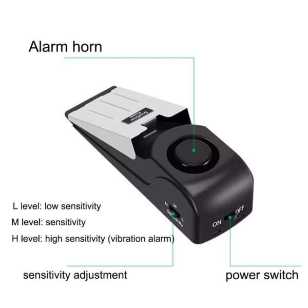 Adjustable Door Stop Alarm Wireless Security System Safety Wedge 3 Levels