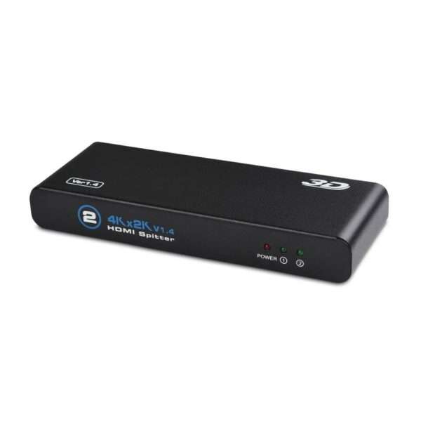 2 Port HD Splitter 1 in 2 Out Amplifier Support 4K x 2K Ultra HD and 3D Full HD 1080P