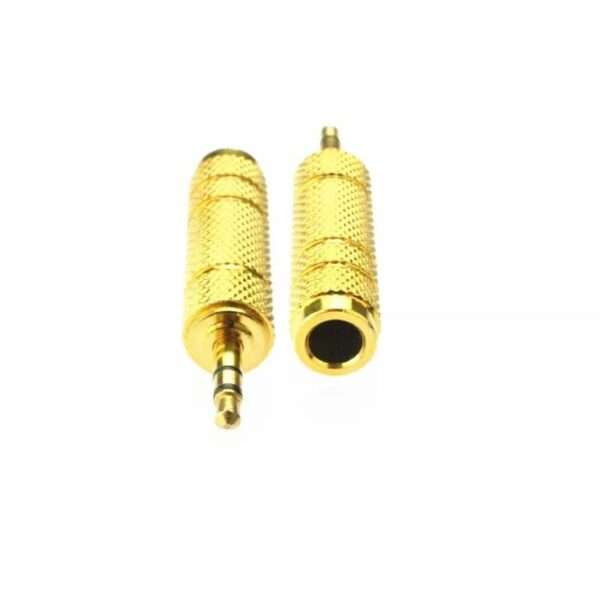 Universal Brass Gold Plated 3.5mm Male to 6.35mm Female Stereo Audio Adapter Jack Connector