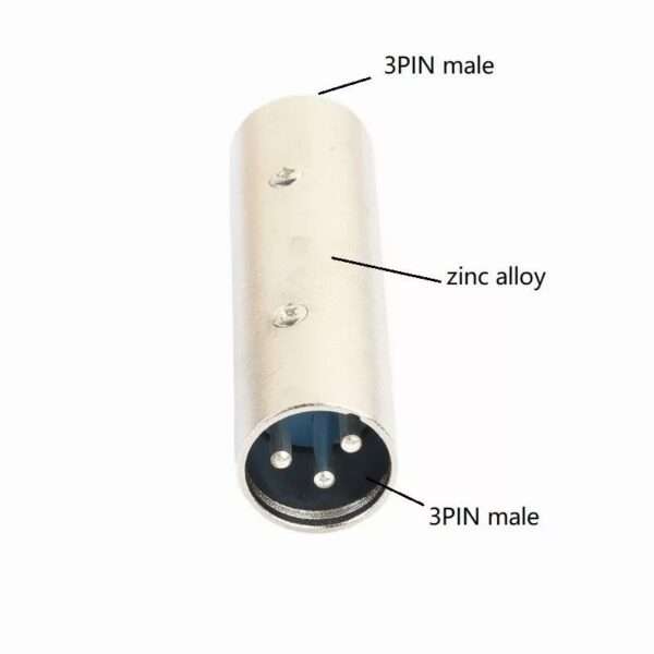 SE-L240 Silver Tone Metal 3Pin Male to Male XLR Audio Connector Adapter Plug