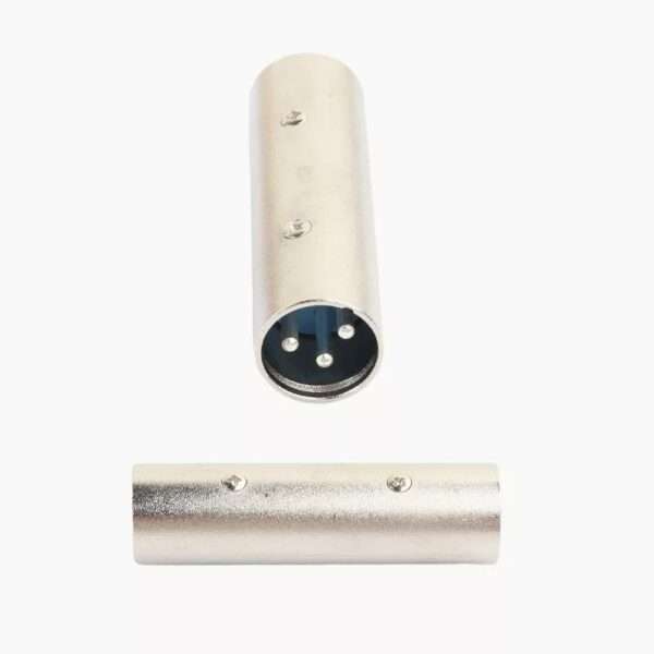 SE-L240 Silver Tone Metal 3Pin Male to Male XLR Audio Connector Adapter Plug