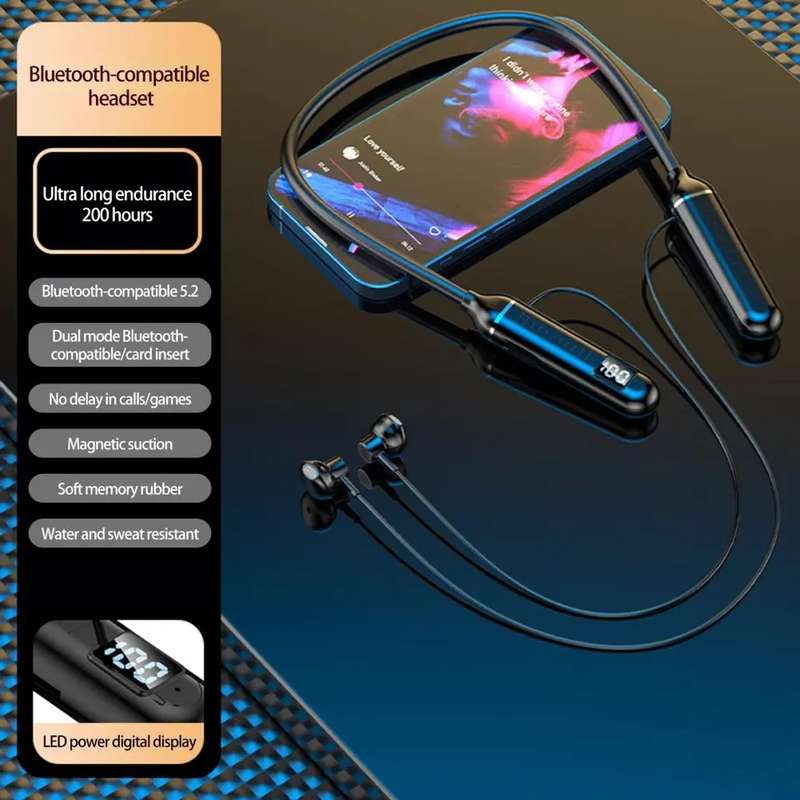 Wolulu AS-51261 Wireless Bluetooth Neck Sports Earphone