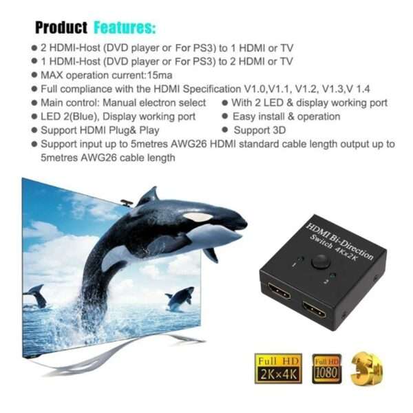XF0550 HDMI Bi-Direction Switch 2 in 1