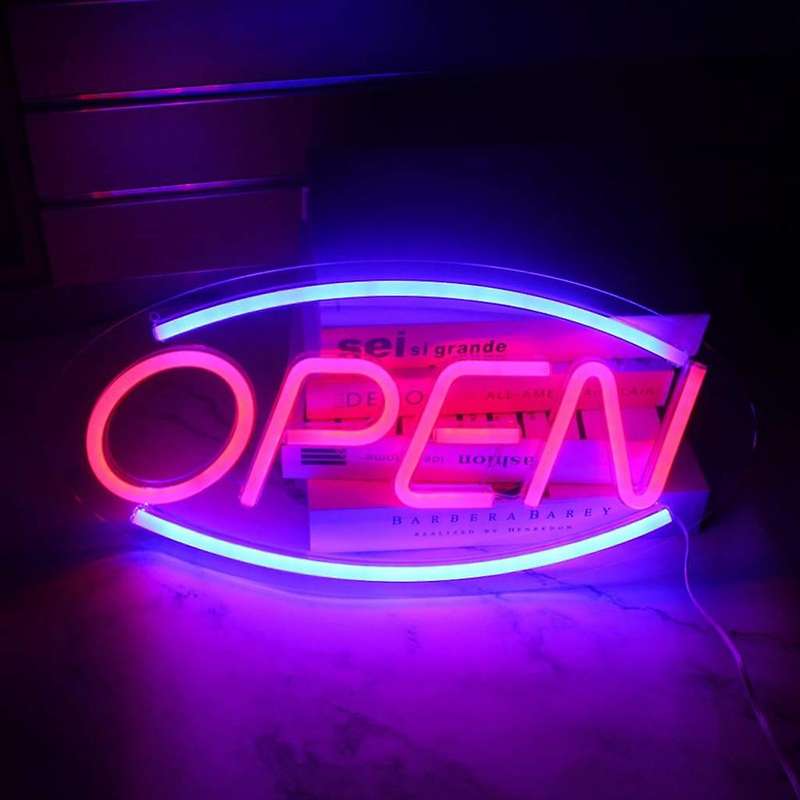 C-2 USB Powered Open Sign Neon Lamp With Back Plate + On Off Switch