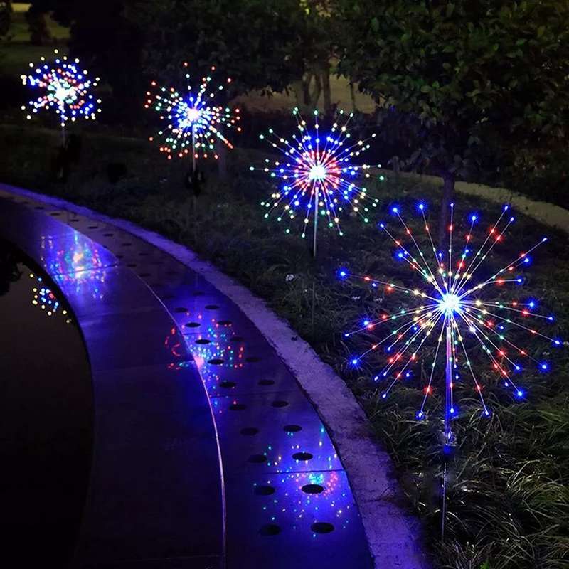 FA-LC34C-120 Solar Powered Starburst Stake Light Multicolour 2PC