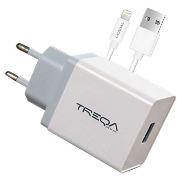 Treqa CS-203 USB Wall Charger 2.4A Output With USB To IOS Cable