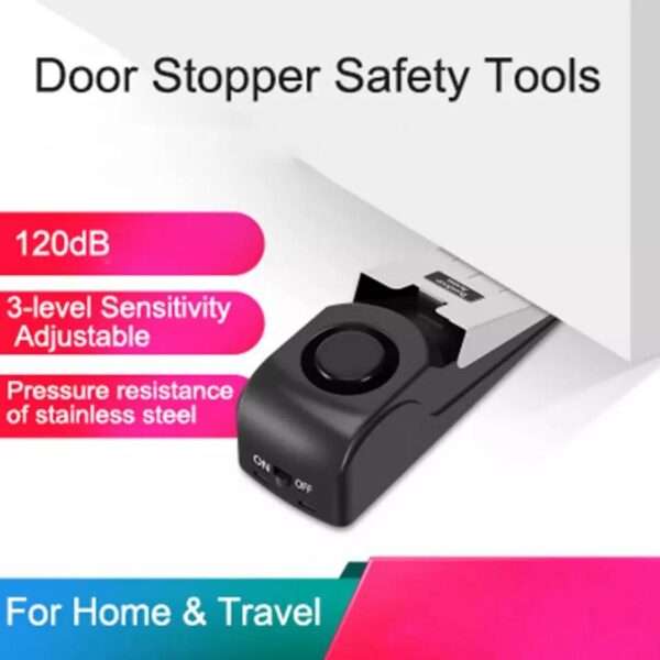 Adjustable Door Stop Alarm Wireless Security System Safety Wedge 3 Levels