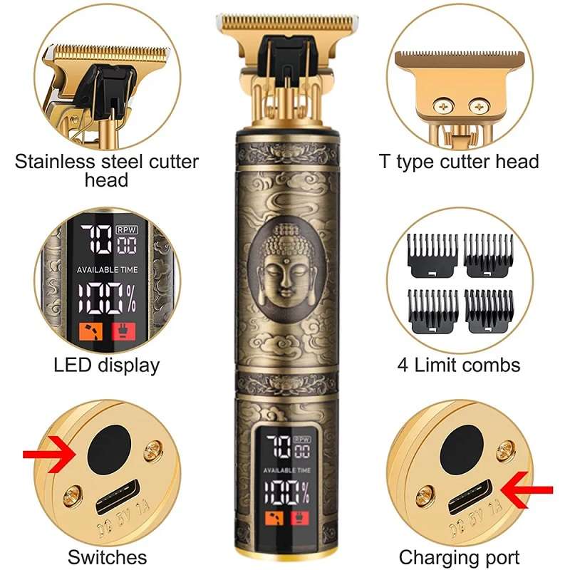 Aorlis AO-50016 Professional LCD Display USB Charging Hair Trimmer 1200Mah