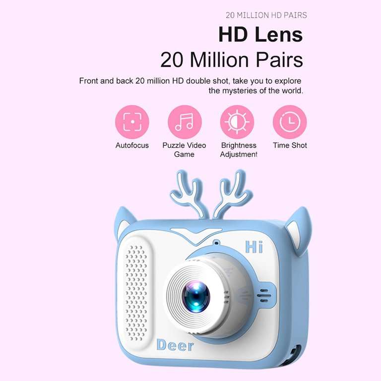 Aerbes AB-SX01 Deer Kids Image And Video Camera With Lanyard, 5 Built In Games