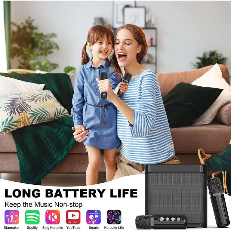 YS-203 Portable Mini Wireless Bluetooth Speaker With 2 Karaoke Microphone