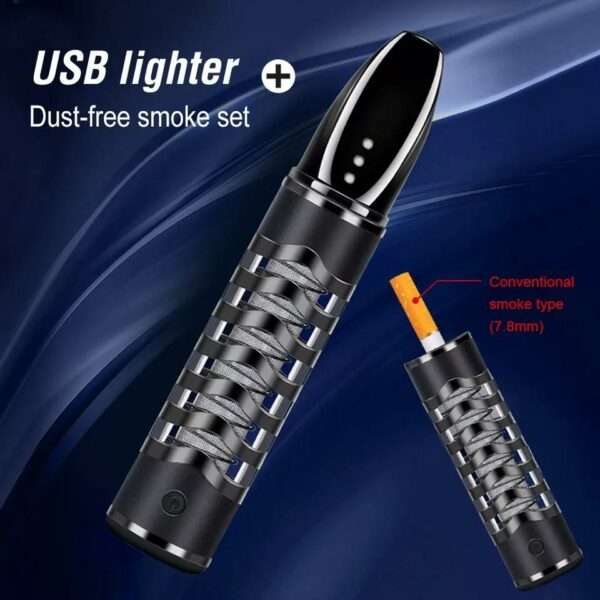 SE-049 Cigarette Electric Lighter Smoke Cover Holder USB Windproof