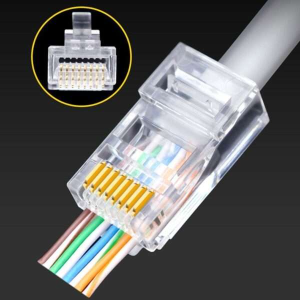 RJ45 Cat 5 Network Cable Connector Crystal Head (Unshielded) 100 Pieces