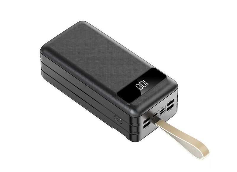 P6 SOVO 60000mAh 4 USB Port LCD Display,Flashlight Power Bank With Built In 3 Cable