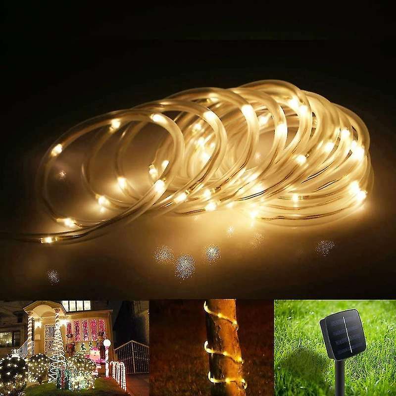 ZYF-D259  Rope PVC Fairy Garden Lights, 8  Modes Solar Tube Copper Wire Waterproof Warm White 10m