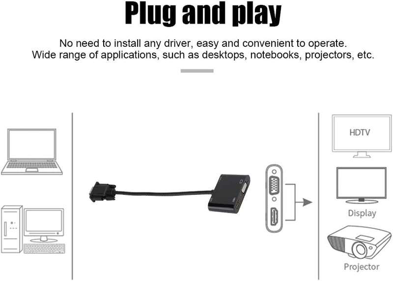 Tangka TK-H135 VGA to HDMI + VGA Converter With Audio 2K Output And Power Port