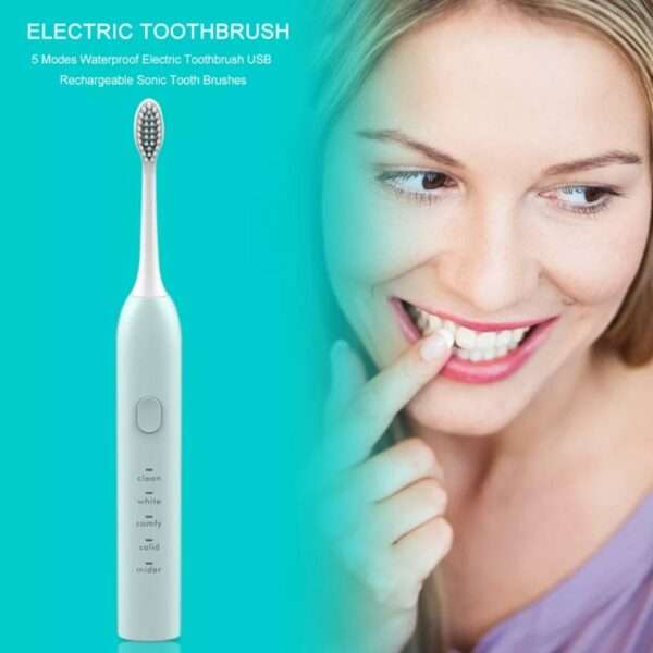 Waterproof Sonic Electric Toothbrush 5 Modes Automatic Timer