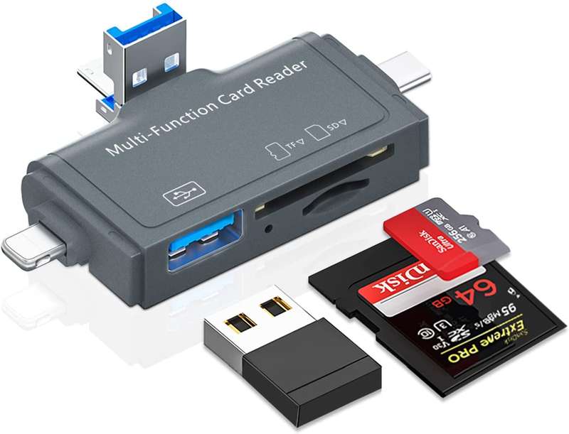 SE-TQ40  Multi OTG USB C Adapter SD TF Micro Card Reader Micro USB Adapter For Lighting 7 In 1
