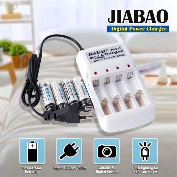 Jiabao JB-212 Battery Charger For AA/AAA Batteries With 4 AAA Batteries