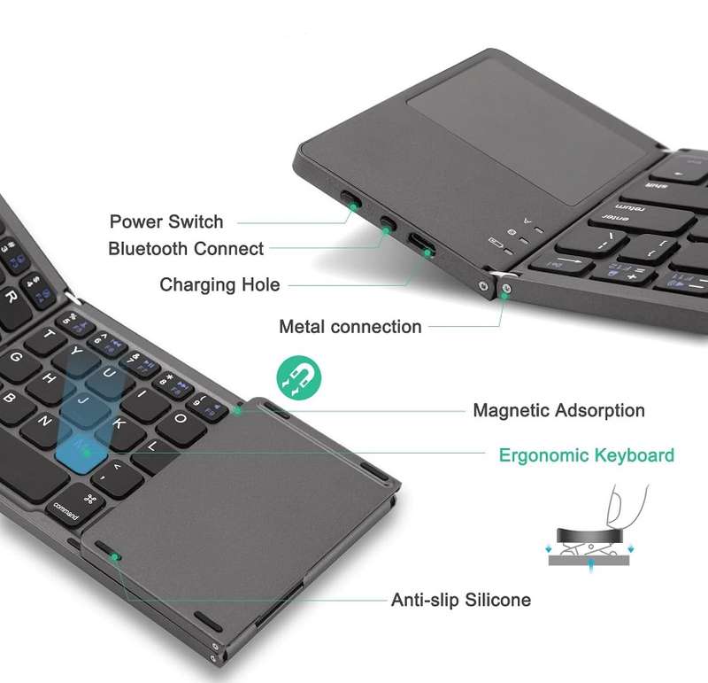 B033 Foldable Bluetooth Keyboard with Touch Pad Mouse