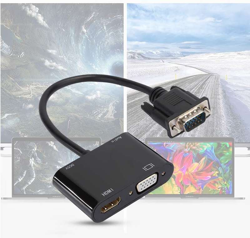 Tangka TK-H135 VGA to HDMI + VGA Converter With Audio 2K Output And Power Port
