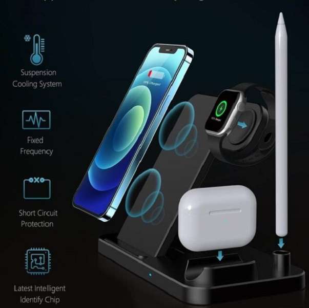 Aerbes AB-S856 Wireless Charging Station For IOS, iwatch, Airpods And Pencil 15W