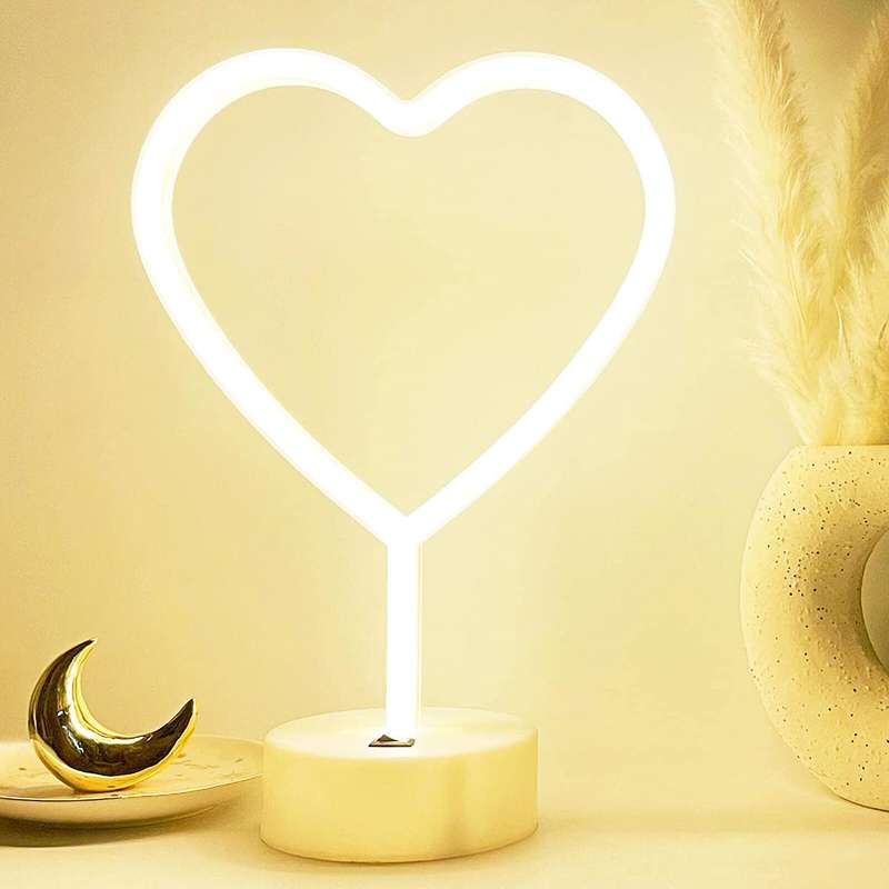 B-2 USB DC Cable Or Battery Operated Heart Neon Lamp With Base