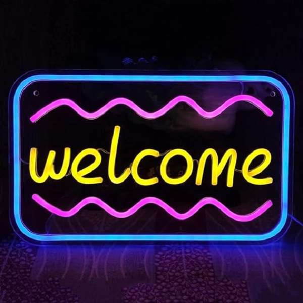 E-27 Welcome Backplate Neon Sign With 12V 2A Power Adapter