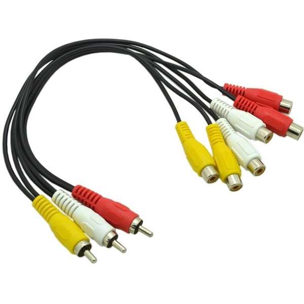 3 Male RCA to 6 Female RCA Cables Plug Splitter Audio Video High Quality AV Cord
