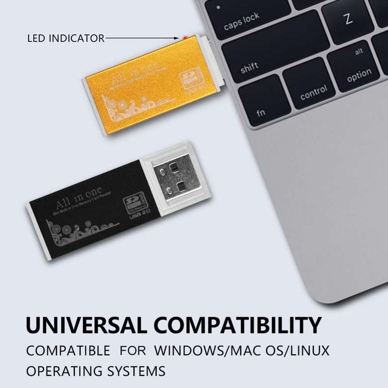 4 in 1 USB Card Reader. Reads SD, Micro SD, Pro Duo And; M2 Memory Cards