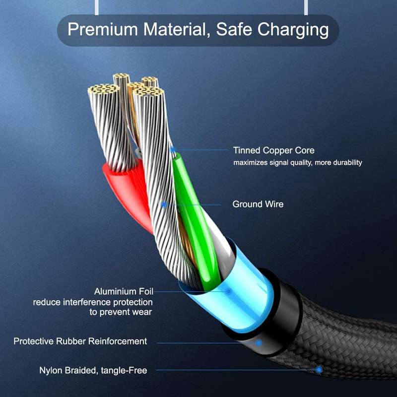 Treqa  CA-830  3 in 1 Cable 3.1A Type C, V8 And Lightning To USB