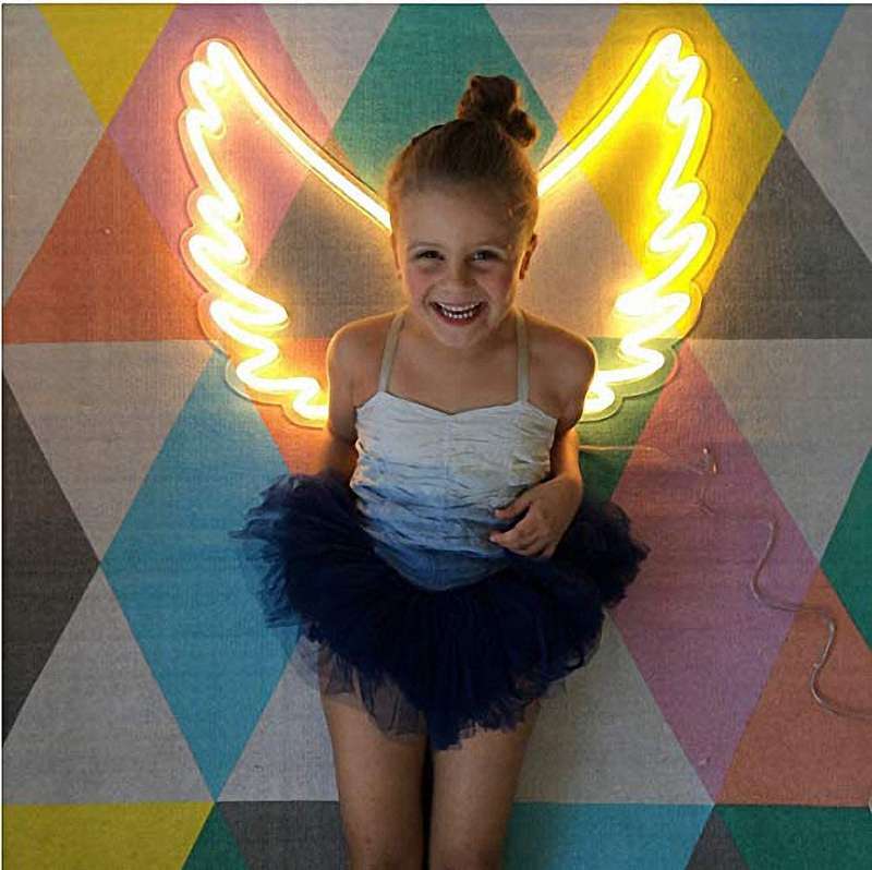 C-15-Wings USB Powered Wings Neon Lamp With Back Plate + On Off Switch