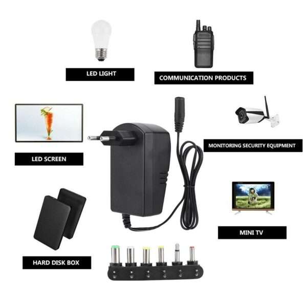 SE-P030 30W 3V-12V Adjustable Voltage Charging Power Adapter With 6 Connectors