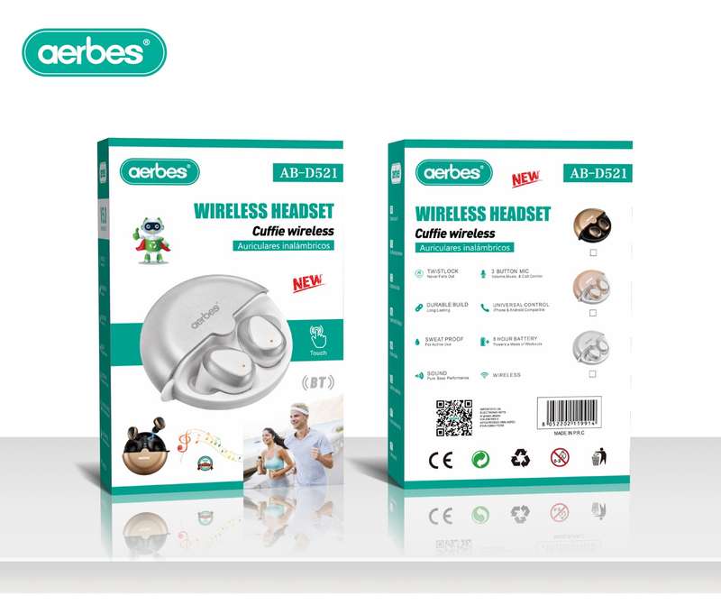 Aerbes AB-D521 Wireless Bluetooth V5.0 Smart Touch Earphone