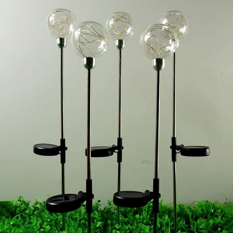 FA-LC72C Solar Powered Copper Wire Ball Garden Light RGB 2Pcs