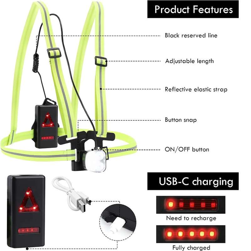 Aerbes AB-TD12 Rechargeable 2000mAh LED Running Chest Strap Light