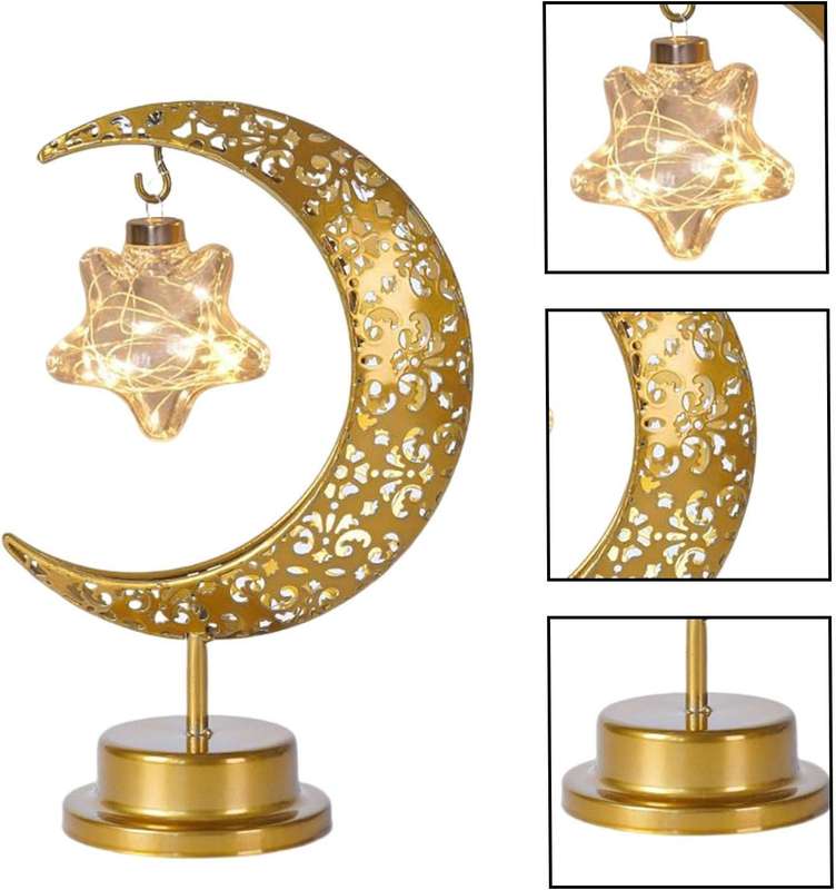 Star Battery Operated Moon Shaped LED Light Warm White