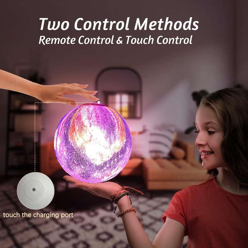 1831528 USB Rechargeable Rotating Galaxy Moon Lamp With Remote Control 18cm