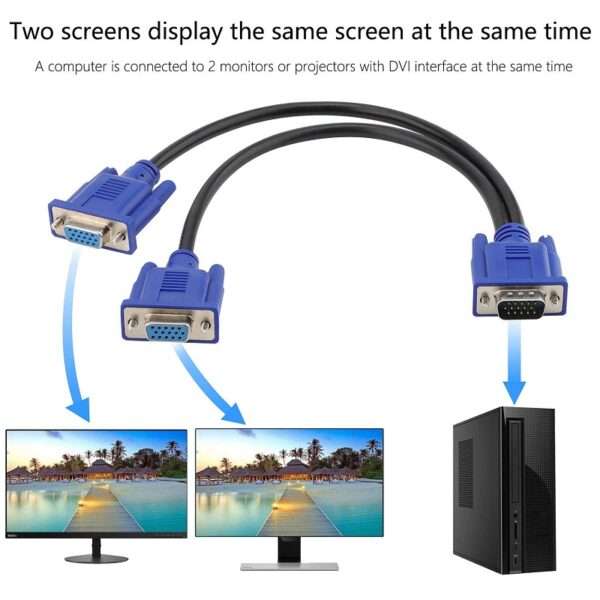 SE-C18 VGA 1 Male to 2 Female Y Splitter Cable