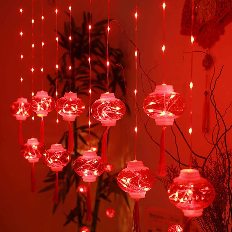 ZYF-122 Red Lantern Curtain Light 3.5M Plug-In
