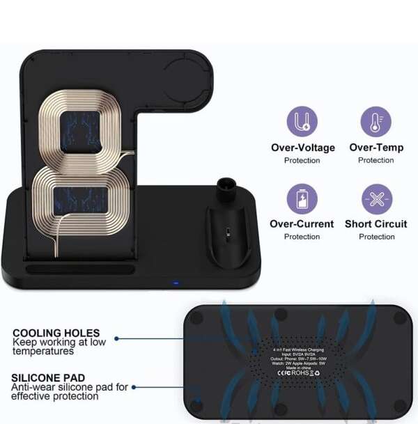 Aerbes AB-S856 Wireless Charging Station For IOS, iwatch, Airpods And Pencil 15W